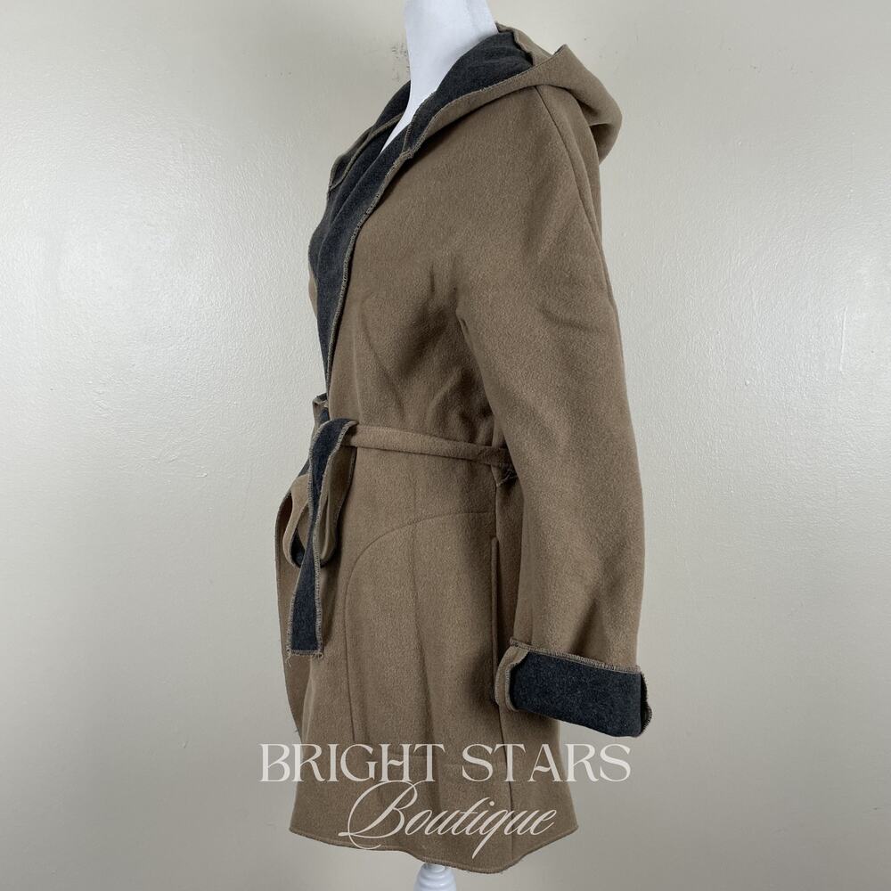 Rare Vintage Wool Coat Jacket ASO Buffy Summers BtVS Womens Tan Gray Belt - Picture 8 of 13